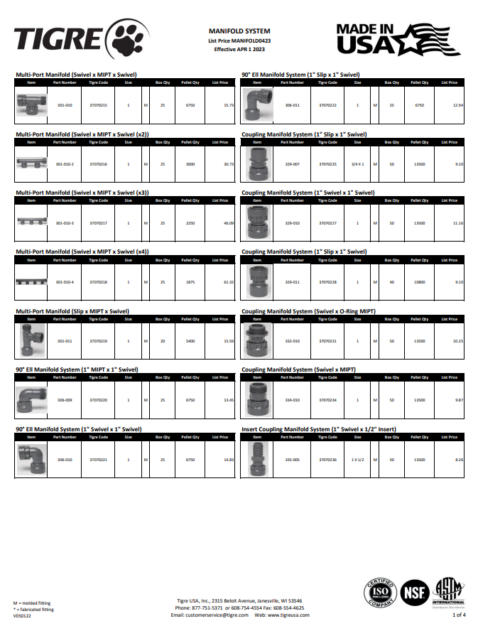 manifold-price-lists-tigre-usa