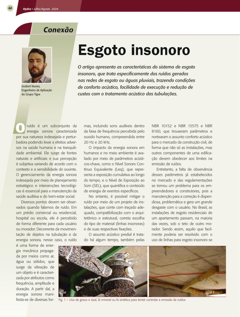 Revista Hydro - Artigo: Esgoto Insonoro